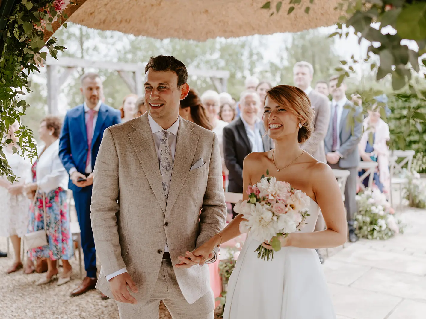 bassmead manor barns ceremony couple