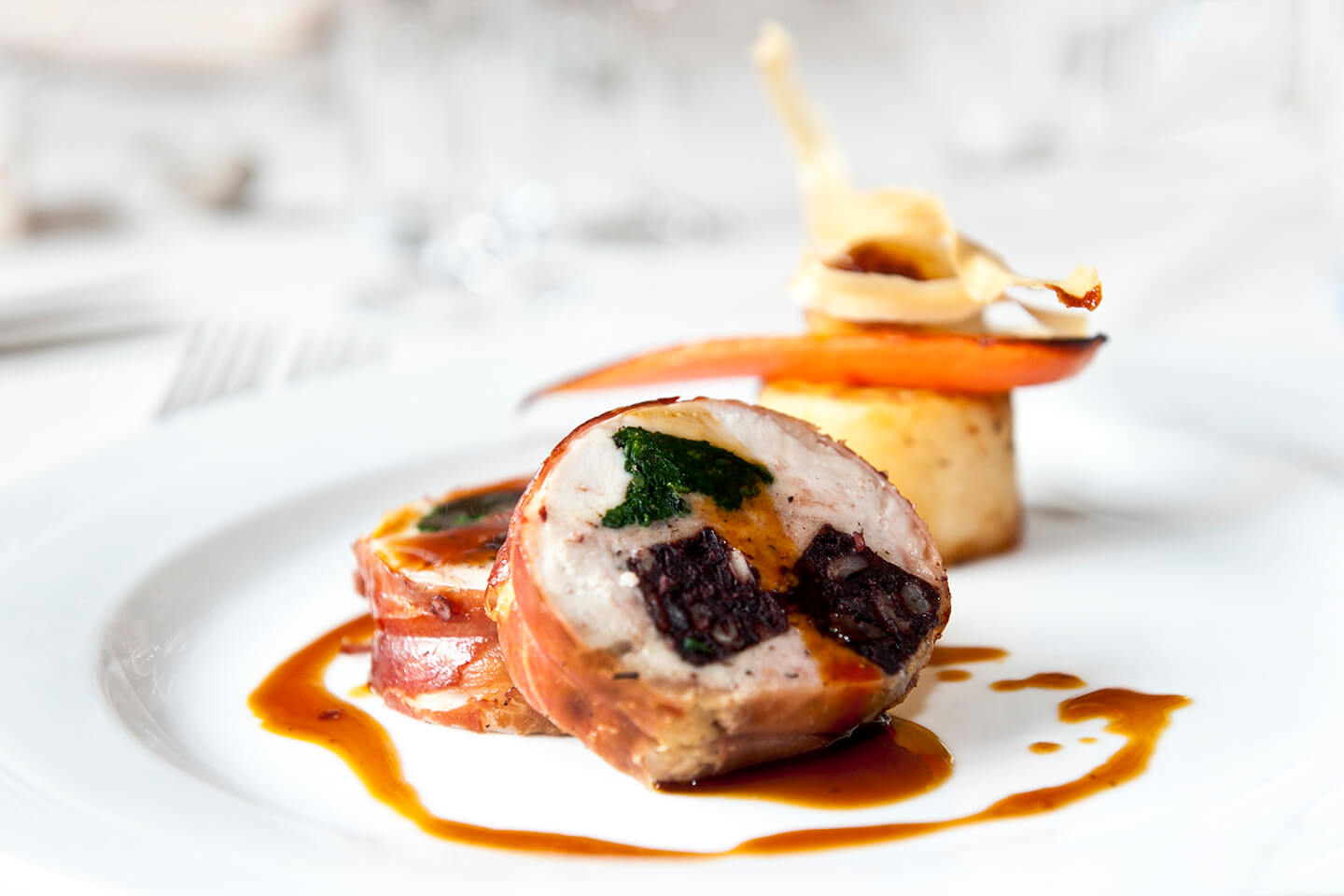 Choose a delicious pork dish for your autumn wedding food at this country wedding venue
