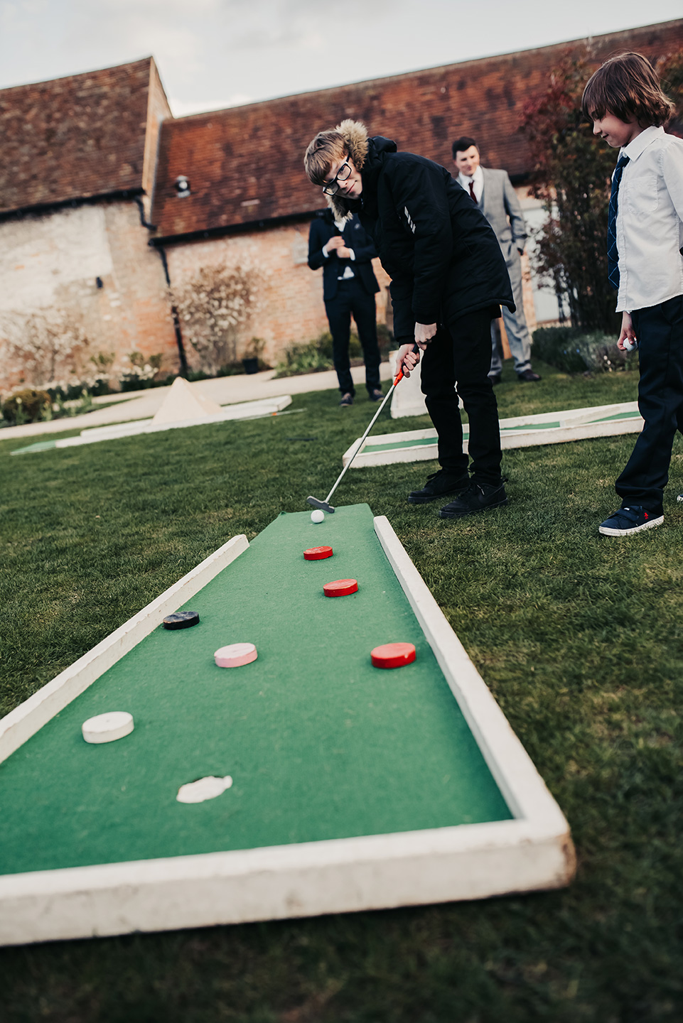 Guests were entertained with crazy golf outside in the gardens