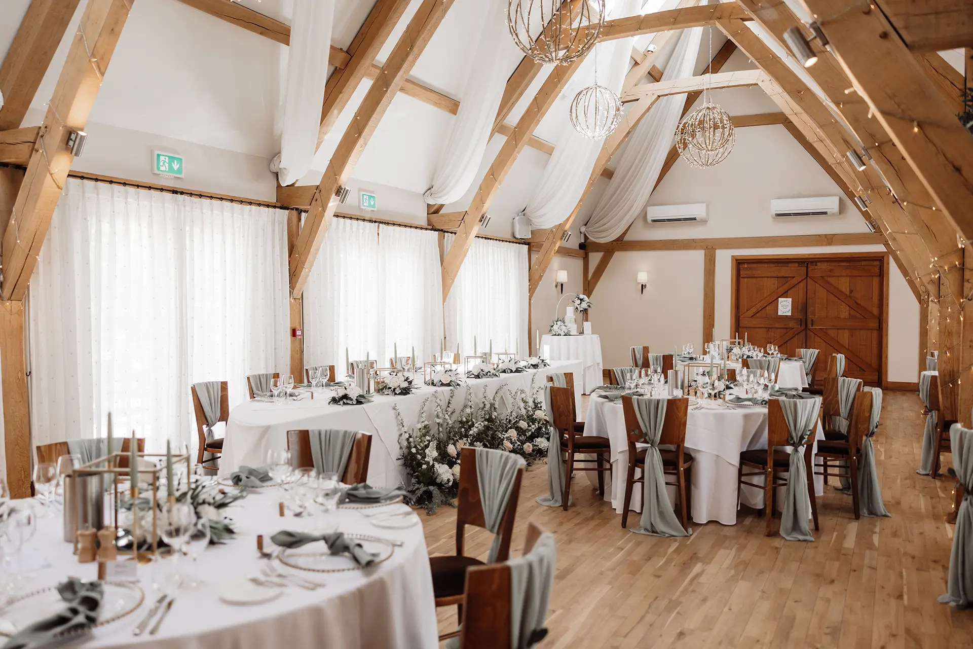 bassmead manor barns reception setup