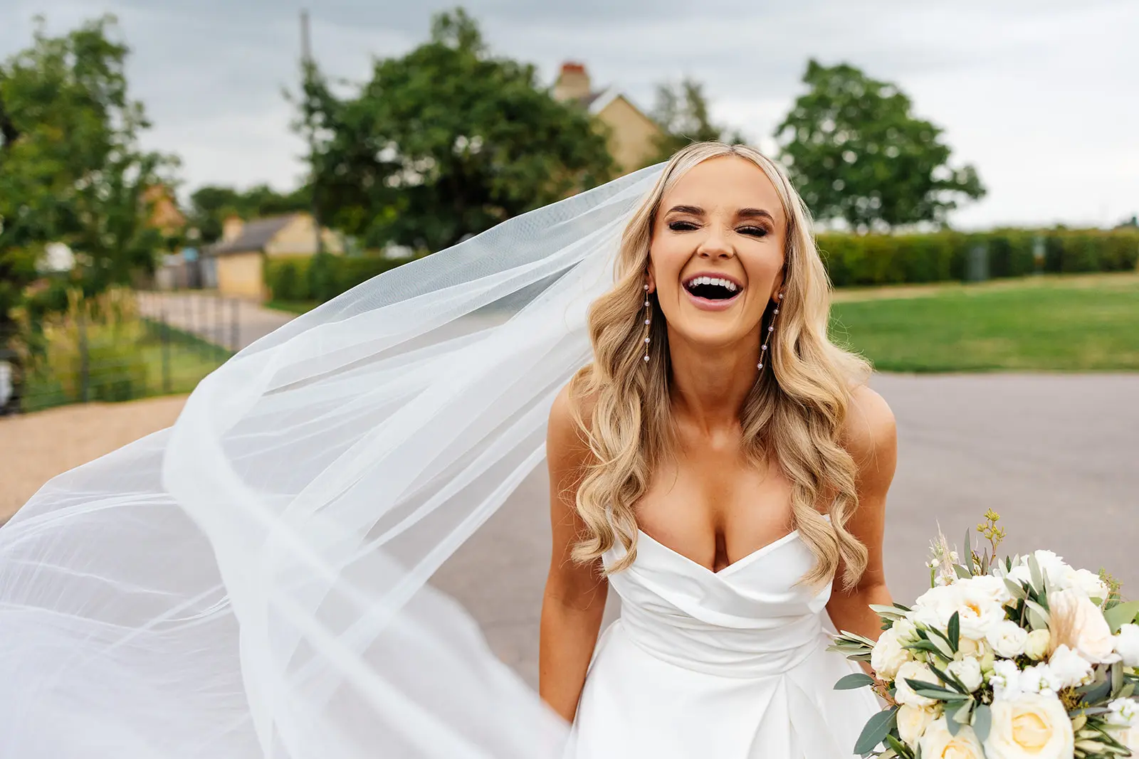 Bassmead Manor Barns bride laughing