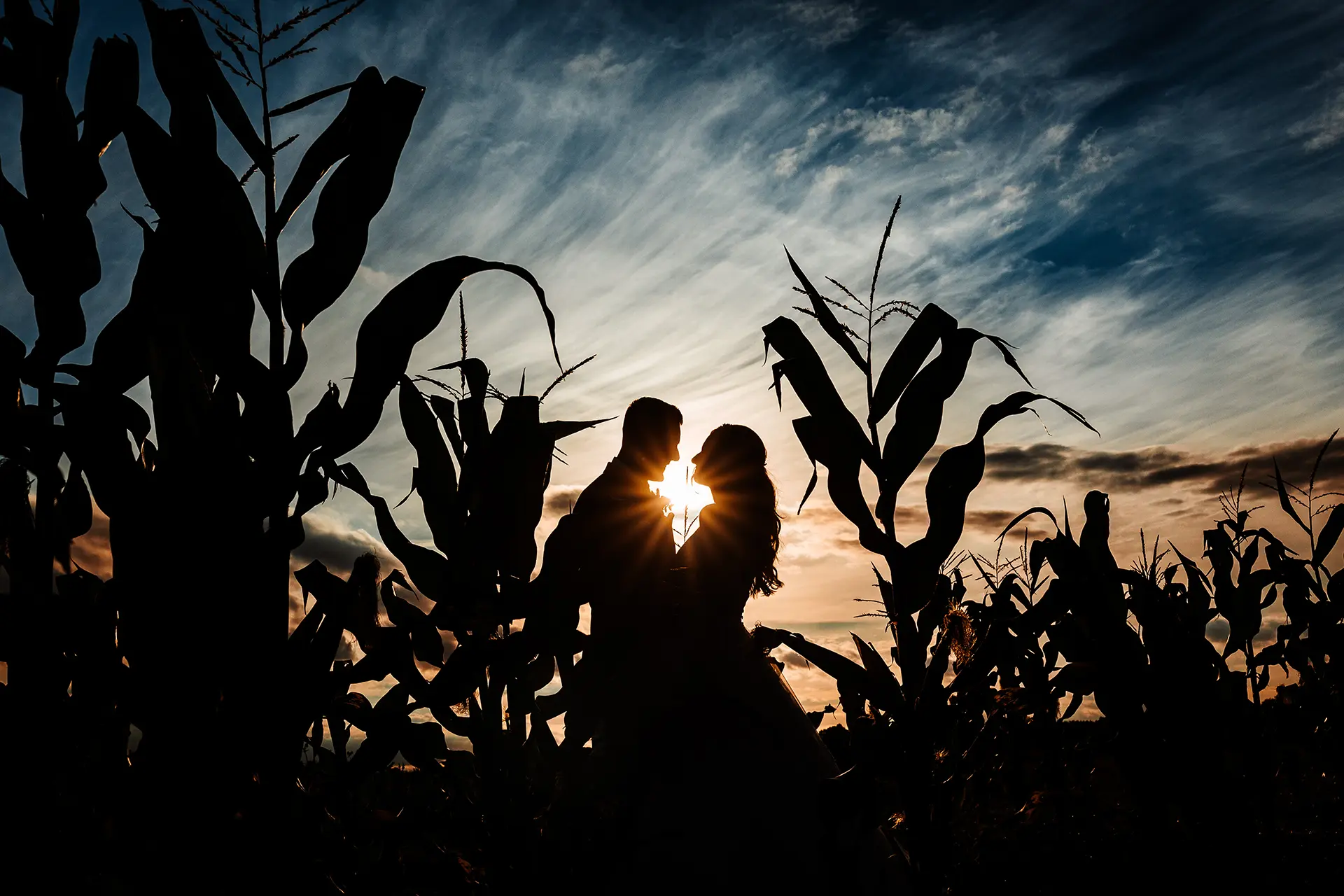 Bassmead Manor Barns couple golden hour