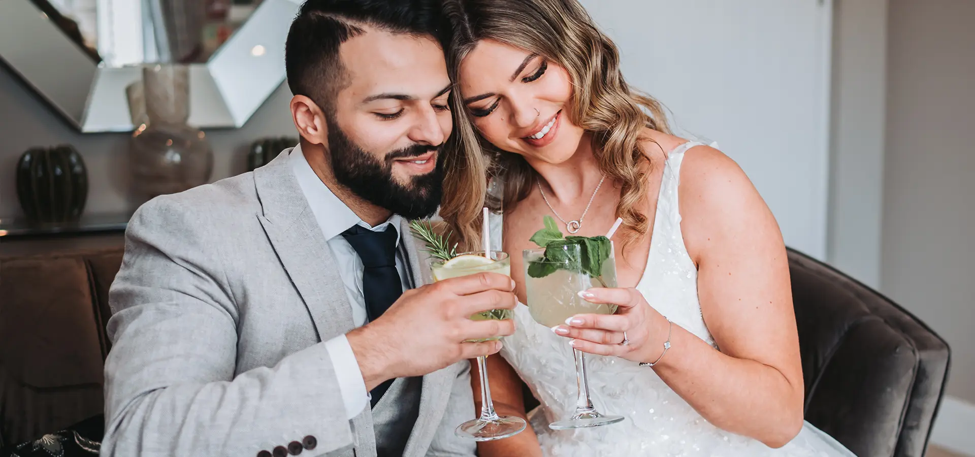 bassmead manor barns honeymoon suite couple drinks